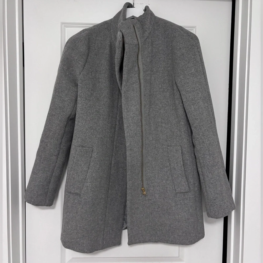 J. Crew Gray Wool Blend Stand-Collar Pea Coat - Picture 2 of 4